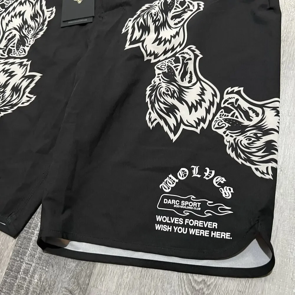 NWT Darc Sport Wish You Were Here Stage Shorts Wolves Forever Board Shorts Sz 32